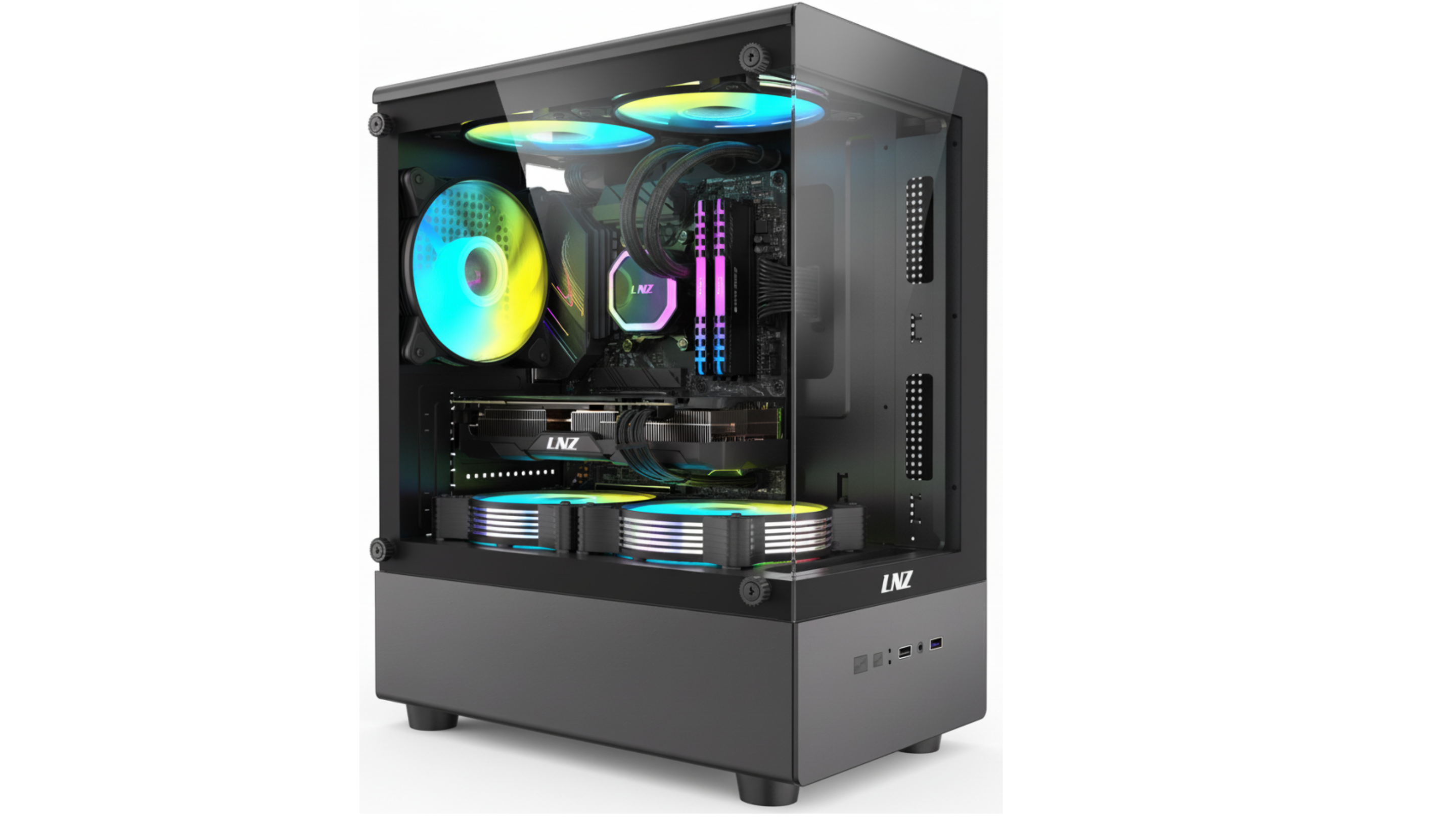 Gabinete Gamer LNZ P10 X5 Fan ARGB Black P10-ARGB-BLK