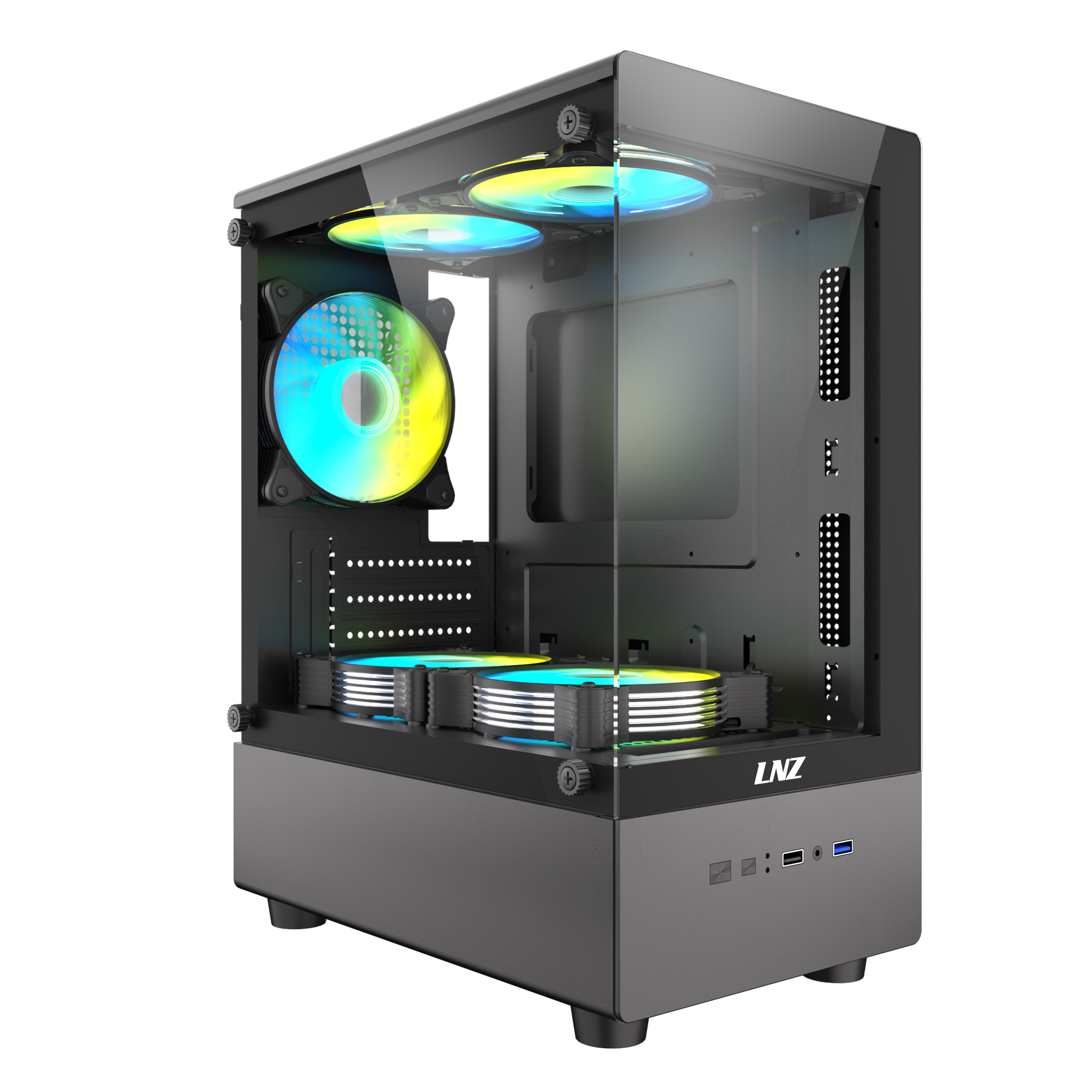 Gabinete Gamer LNZ P10 X5 Fan ARGB Black P10-ARGB-BLK