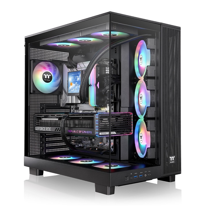 Gabinete Gamer Thermaltake View 380 XL TG X4 Fan ARGB Black CA-11E-00M1WN-00