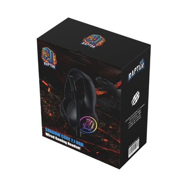 Perifericos Auricular Raptor Shadow Core RGB 7.1 Gamer RAP-AURI-RGB-7.1-CR