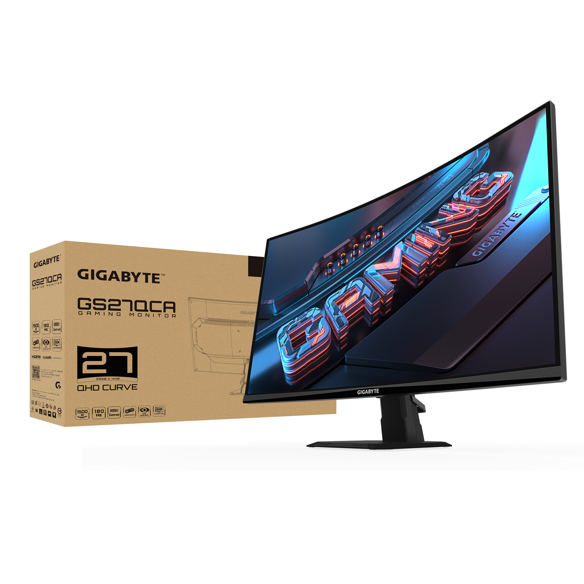 Monitor 27 Gigabyte 2K 180Hz 1ms Curvo GS27QCA
