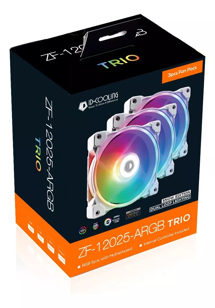 Refrigeracion Cooler Gabinete ID-Cooling X3 Trio Snow White ZF-12025-ARGB