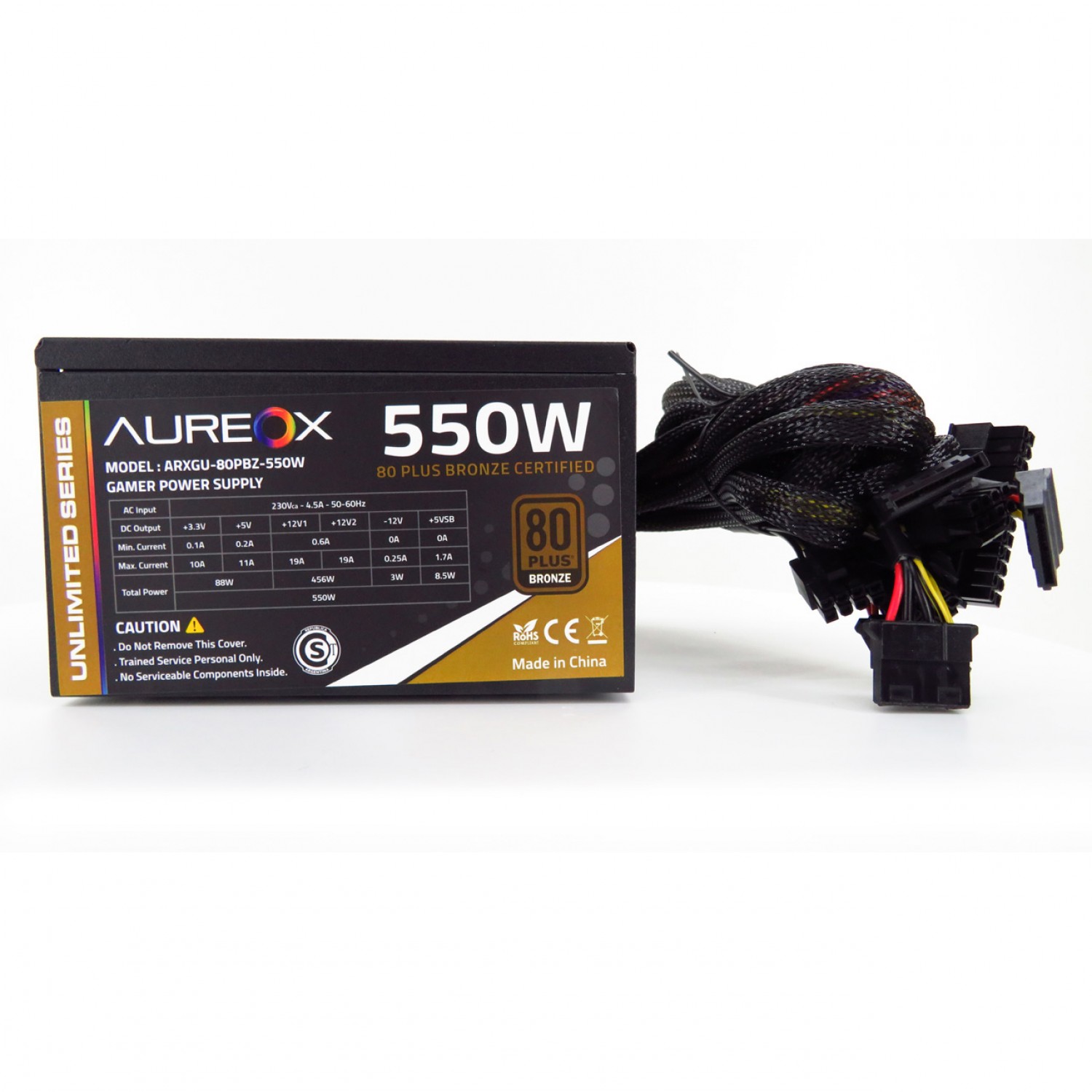 Fuente Certificada Aureox 550W 80 Plus Bronze ARXGU-80PBZ-550W