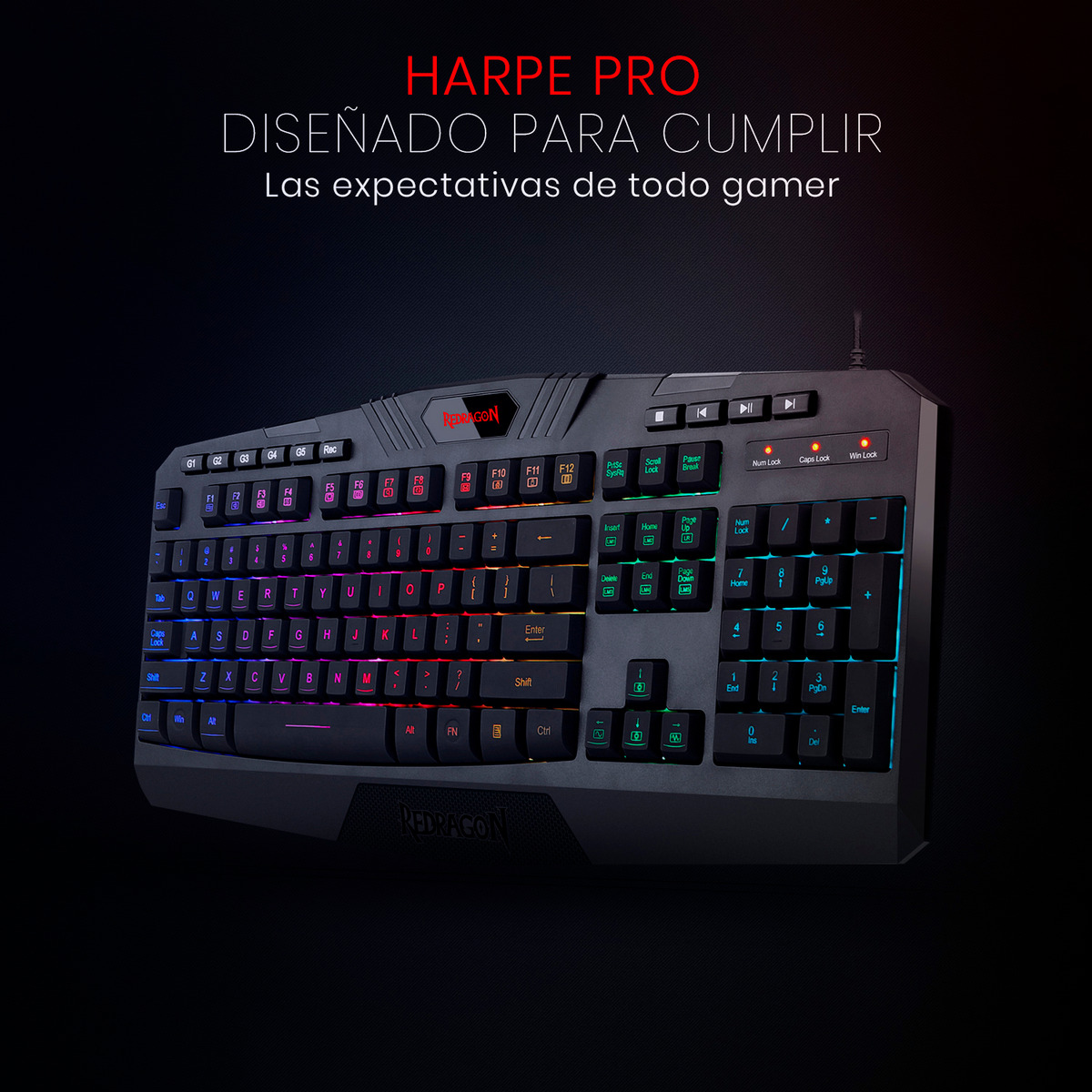Perifericos Teclado USB Redragon Harpe PRO Gamer K503A-RGB-SP