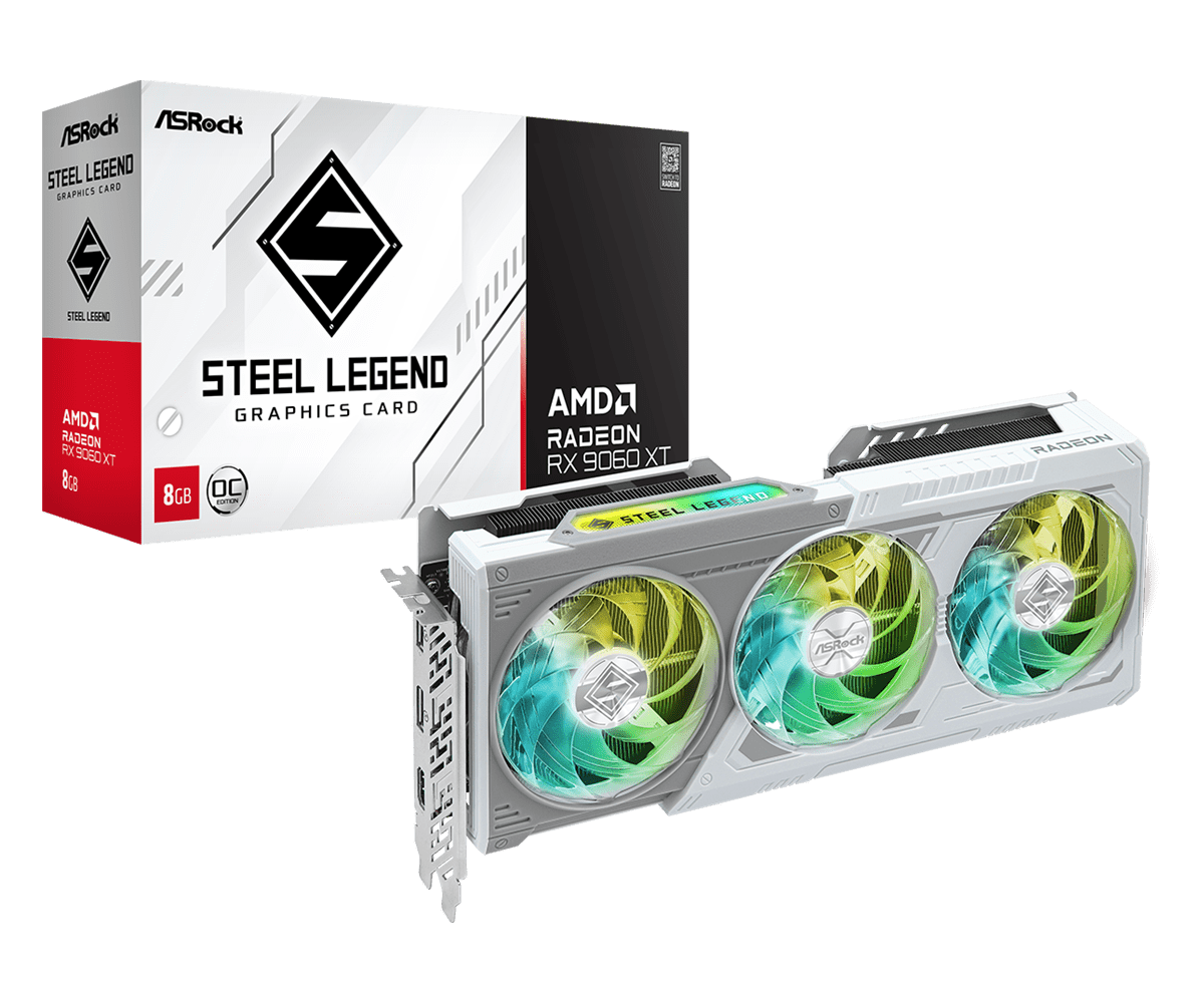 Placa De Video Radeon Asrock RX 9060 XT Steel Legend OC 8GB RX9060XT SL 8GO
