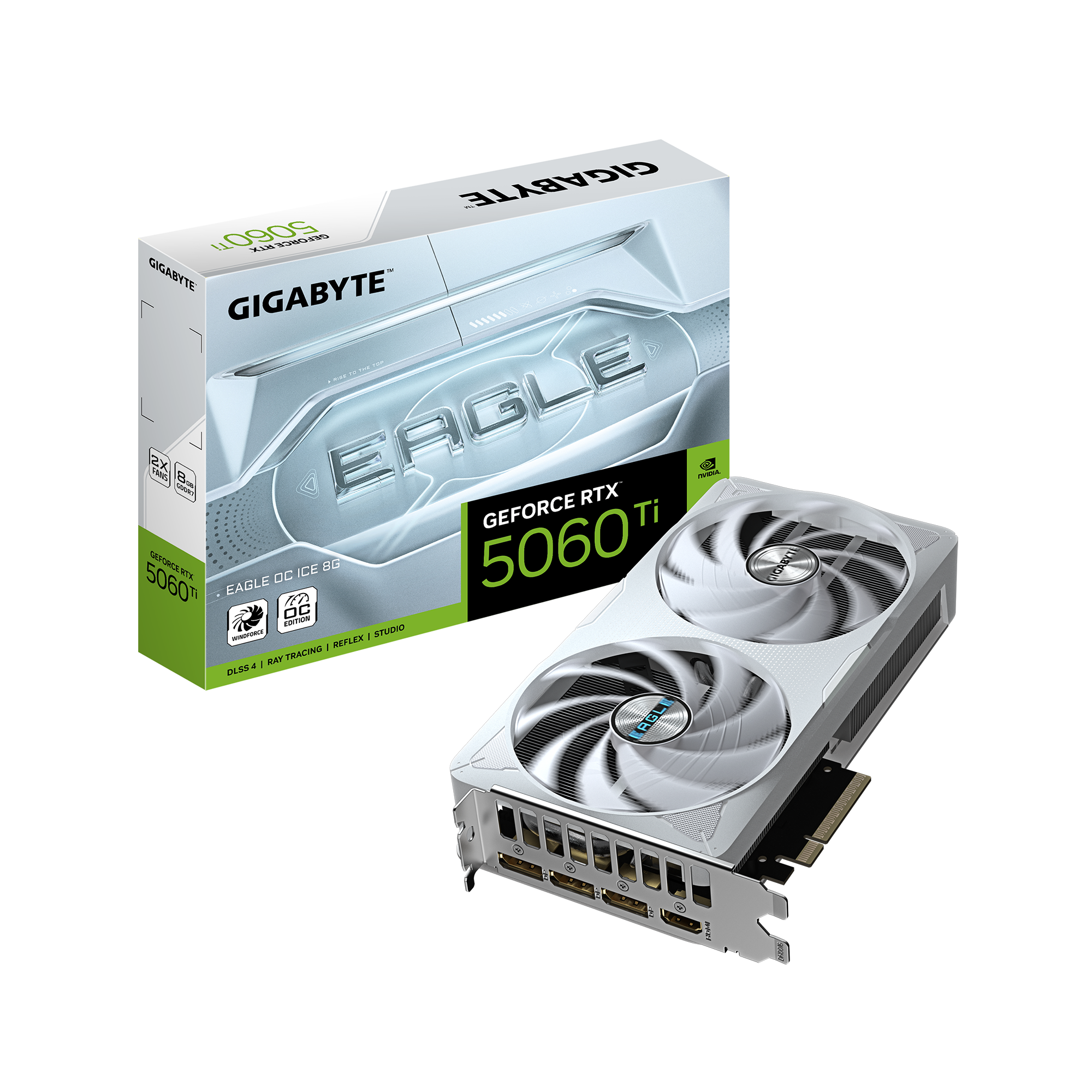 Placa De Video Nvidia Geforce Gigabyte RTX 5060 Ti Eagle OC ICE 8GB GV-N506TEAGLEOC ICE-8GD