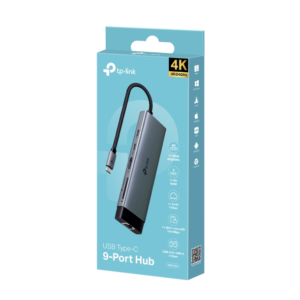 Cable Adaptador Tp-Link HUB Tipo C A HDMI/USB 9 En 1 UH9120C