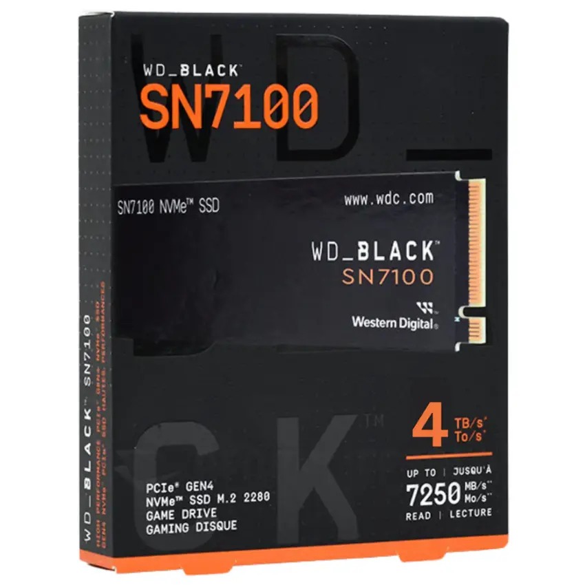 Almacenamiento Disco Solido SSD NVMe Western Digital 4TB Black SN7100 PCIe 4.0 M.2 WDS400T4X0E