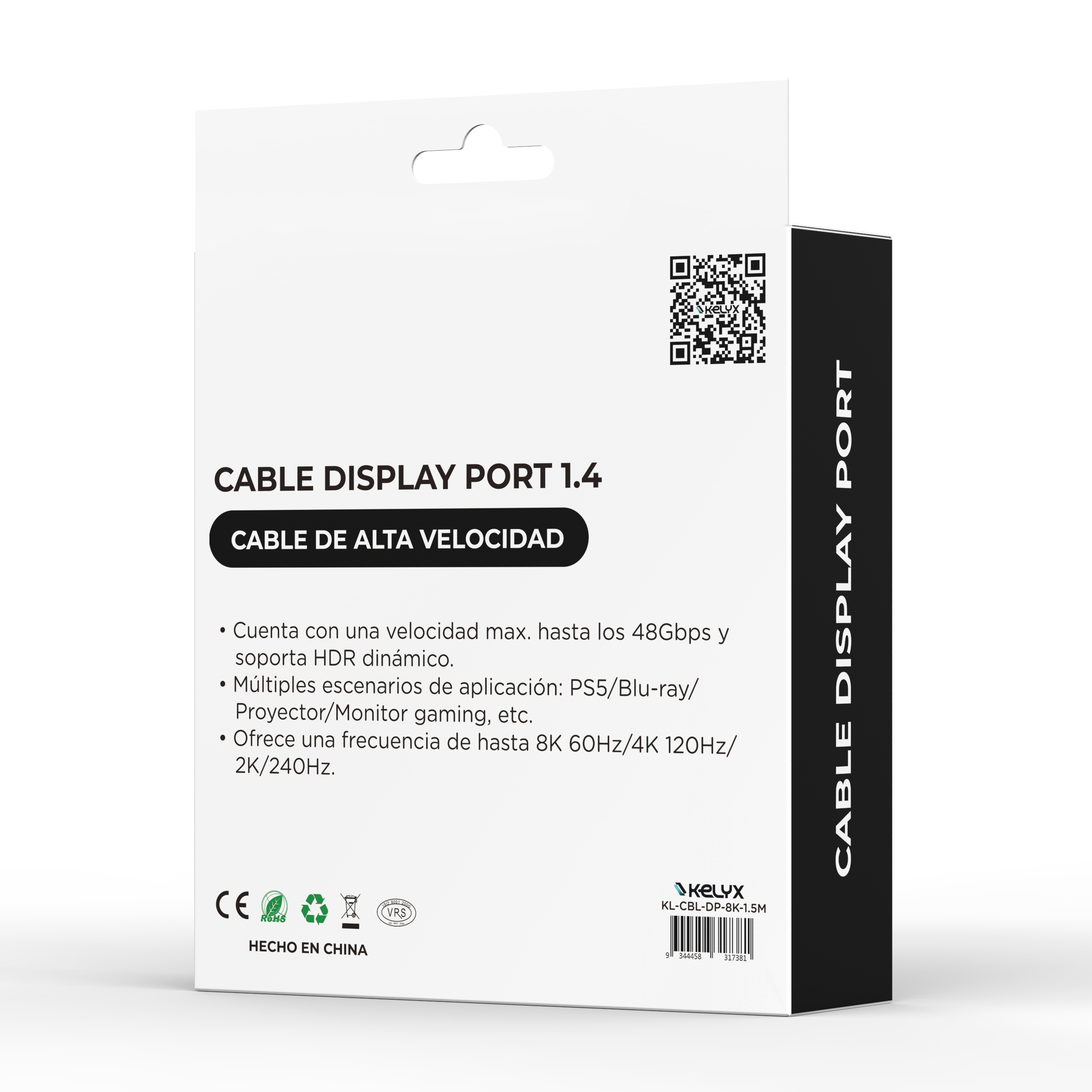 Cable Video Kelyx DisplayPort A DisplayPort 8K 1.4v 1.5mts KL-CBL-DP-8K-1.5M