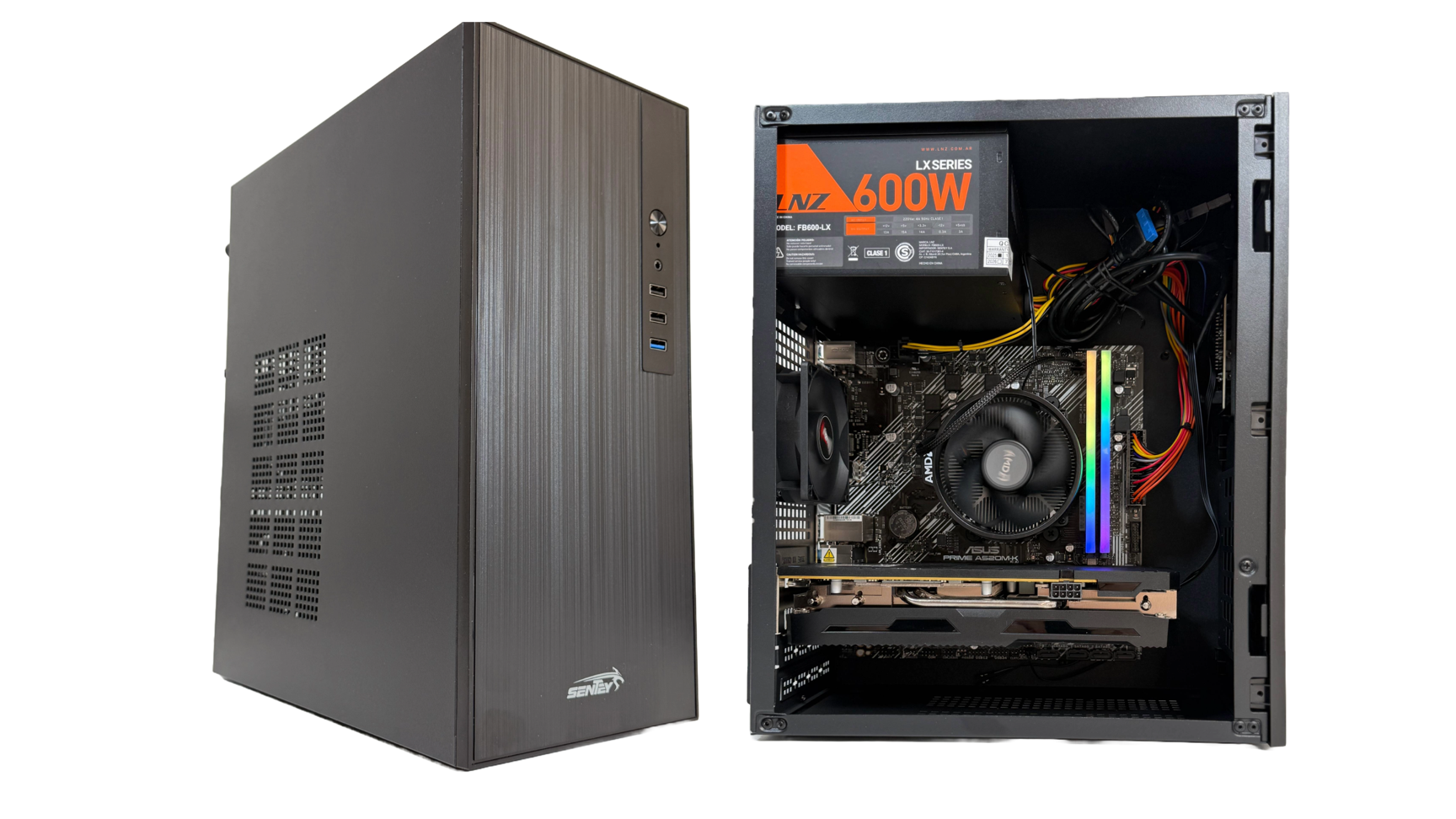 Gabinete Oficina Sentey + Fuente 600W X1 Fan Black TM40