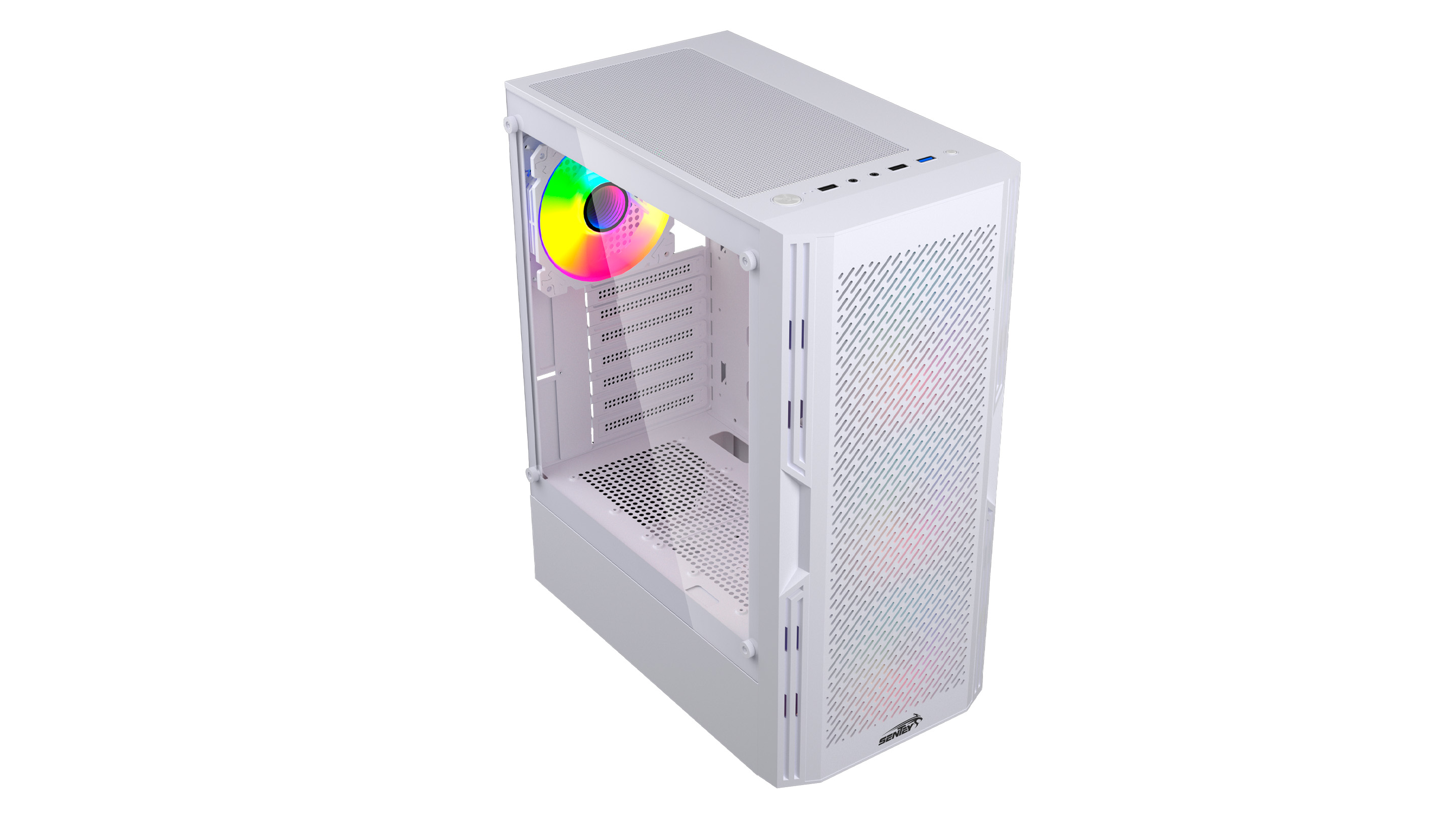 Gabinete Gamer Sentey Hunter X4 Fan ARGB White HUNTER-WHTA