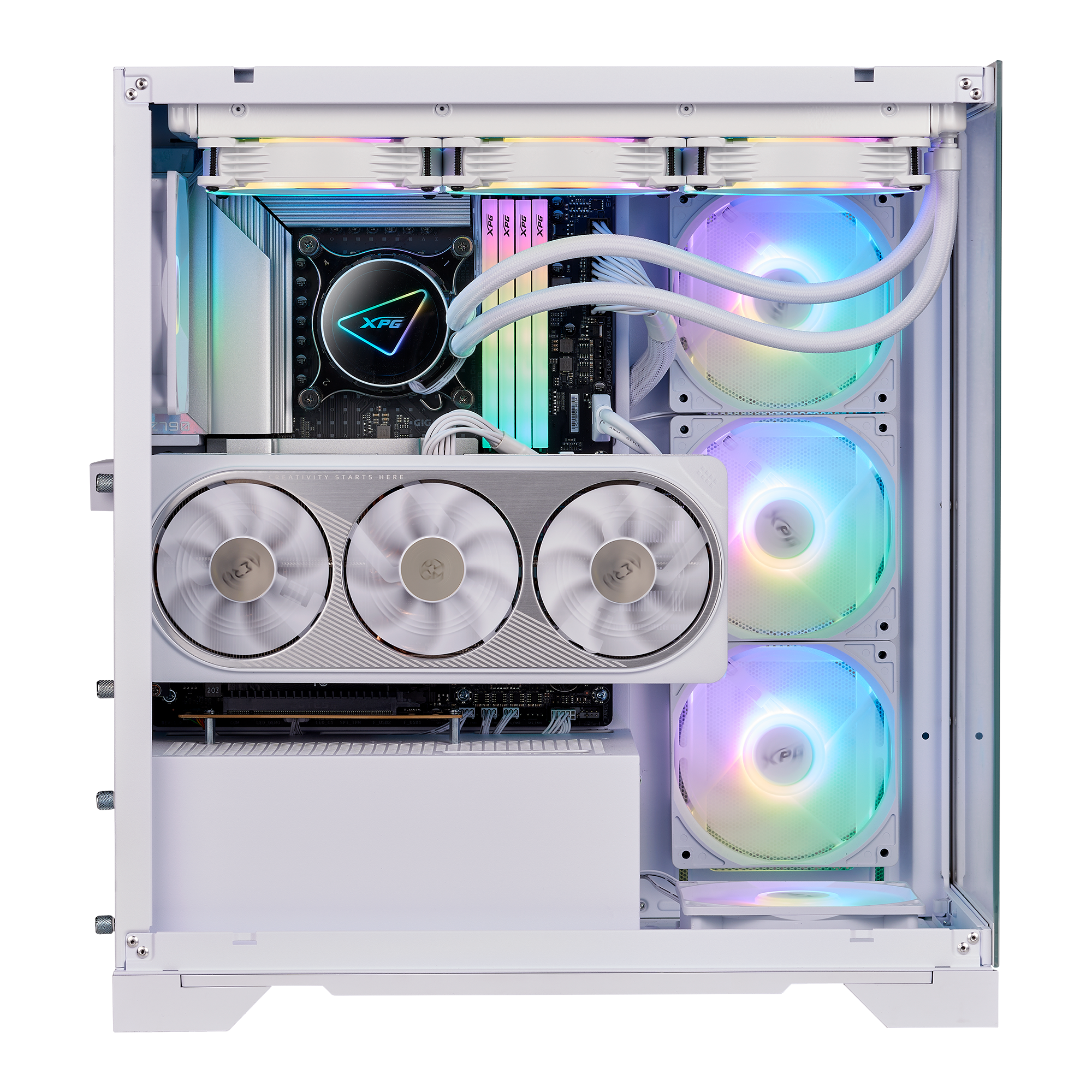 Gabinete Gamer XPG Invader X BTF X5 Fan ARGB White INVADERXBTFMT-WHCWW