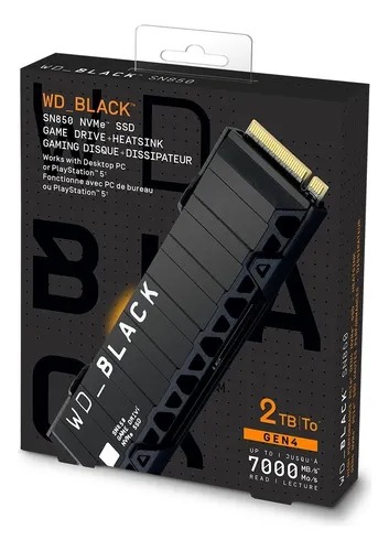 Almacenamiento Disco Solido SSD NVMe Western Digital 2TB Black SN850X PCIe 4.0 M.2 C/Disipador WDS200T2XHE-00BCA0