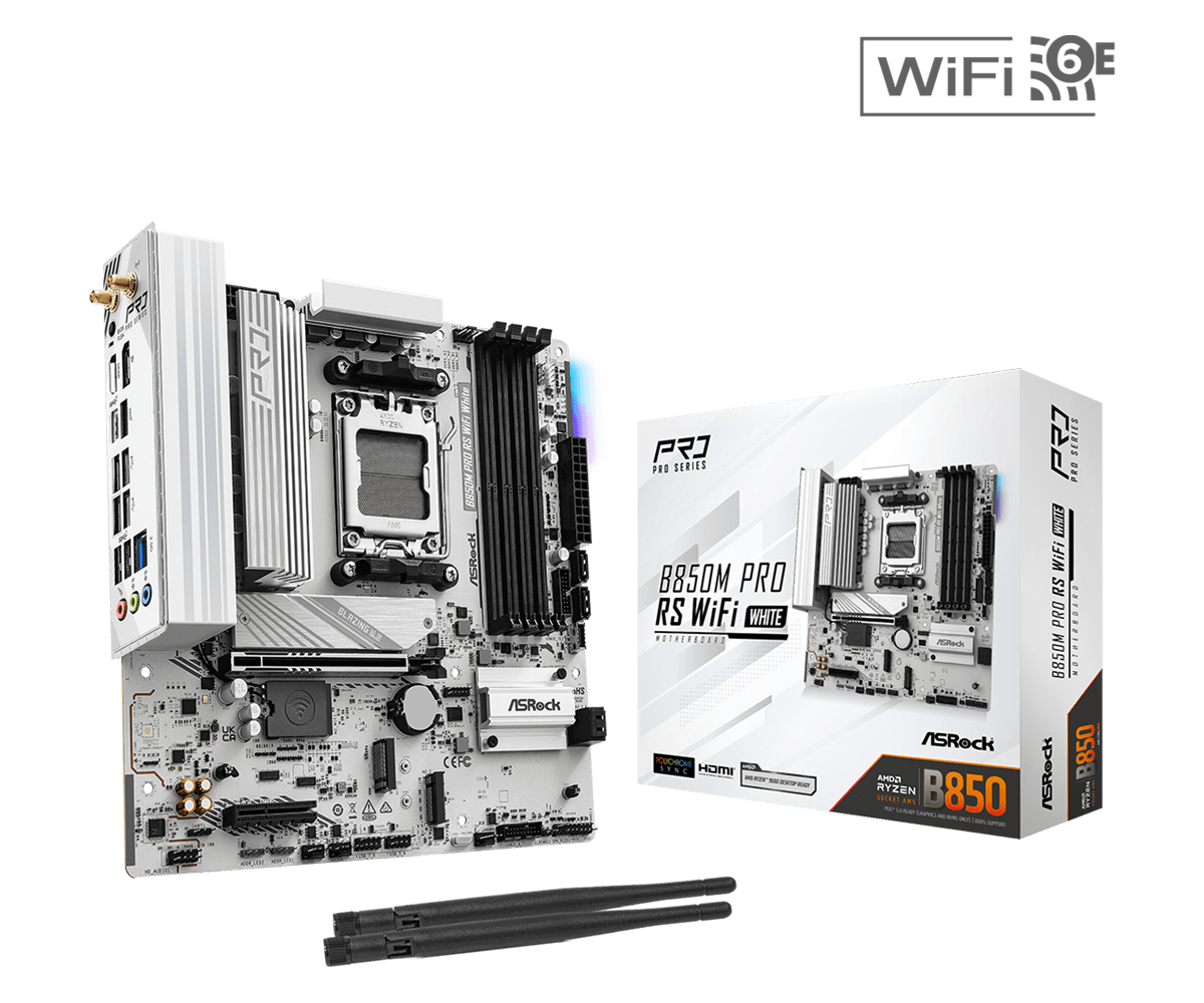 Motherboard Amd Asrock B850M PRO RS WiFi White AM5