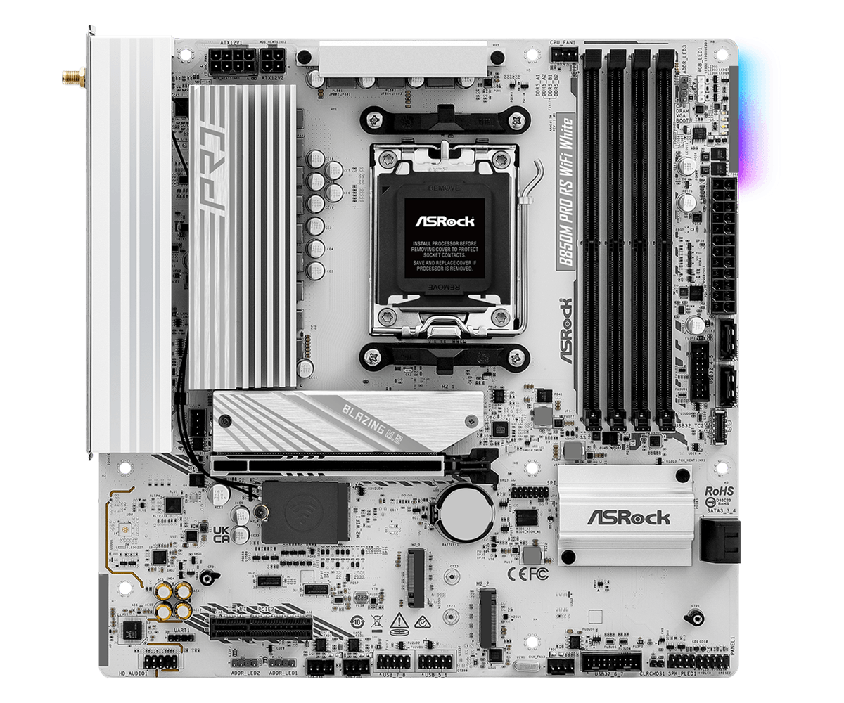 Motherboard Amd Asrock B850M PRO RS WiFi White AM5
