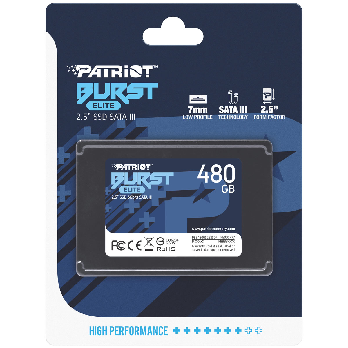 Almacenamiento Disco Solido SSD SATA Patriot 480GB Burst Elite PBE480GS25SSDR