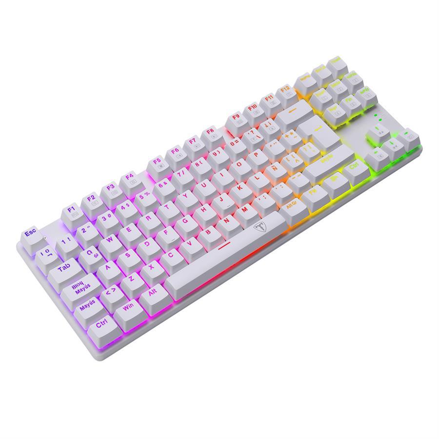 Perifericos Teclado USB T-Dagger Bora White RGB Switch Blue Gamer Mecanico T-TGK315W-BL