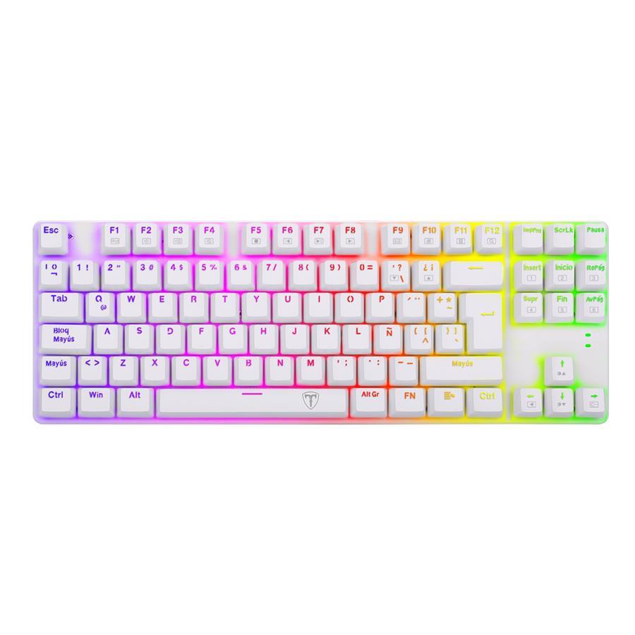 Perifericos Teclado USB T-Dagger Bora White RGB Switch Blue Gamer Mecanico T-TGK315W-BL