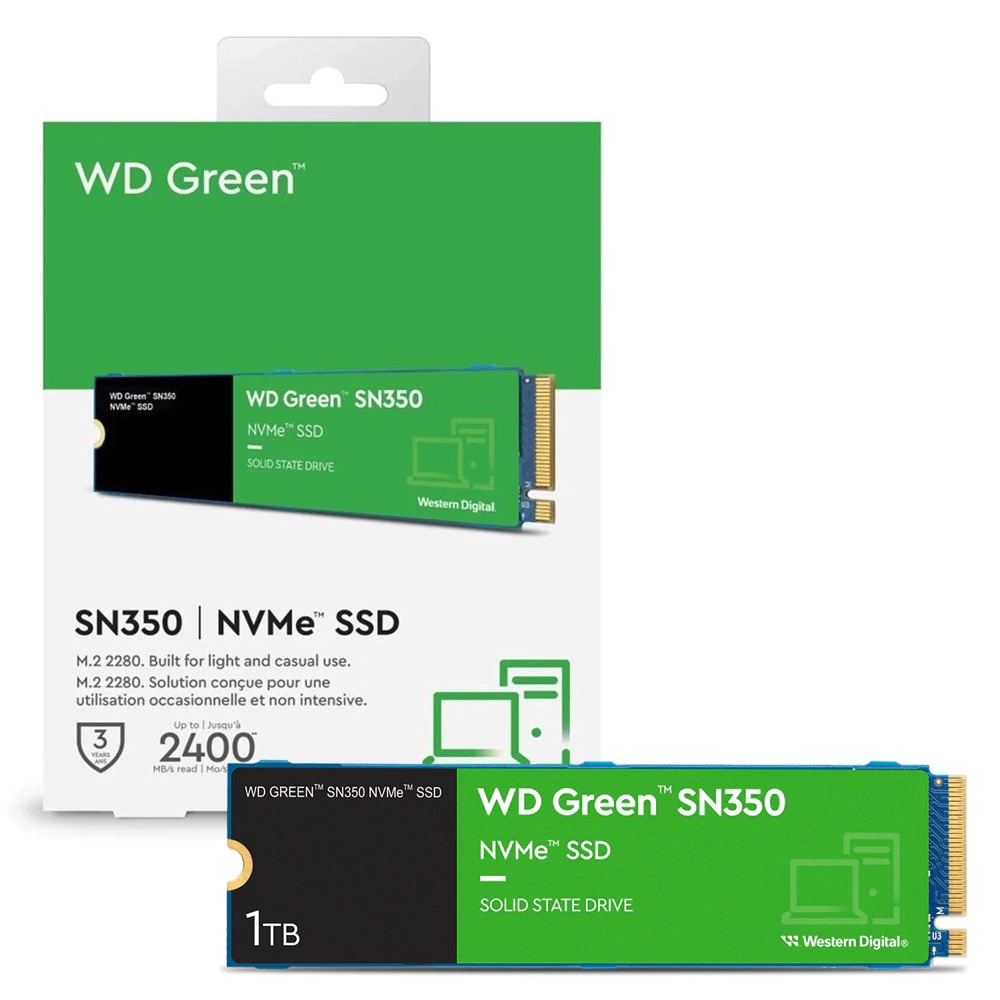 Almacenamiento Disco Solido SSD NVMe Western Digital 1TB SN350 Green M.2 WDS100T2G0C-00CDH0