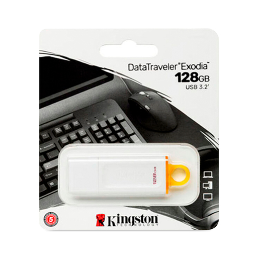 Almacenamiento Pendrive Kingston 128GB 3.2 DataTraveler Exodia White KC-U2G128-5R