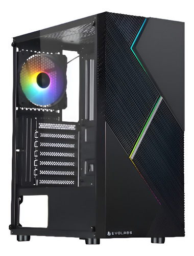 Gabinete Gamer Evolabs Bolt X1 Fan ARGB Black EVO-100A