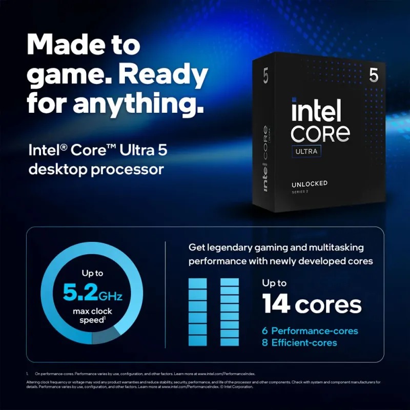Procesador Intel Core Ultra 5 245KF Arrow Lake Sin Video Sin Cooler S1851