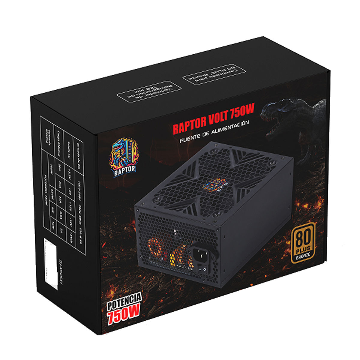 Fuente Certificada Raptor Volt 750W 80 Plus Bronze ZU-ATX75XY
