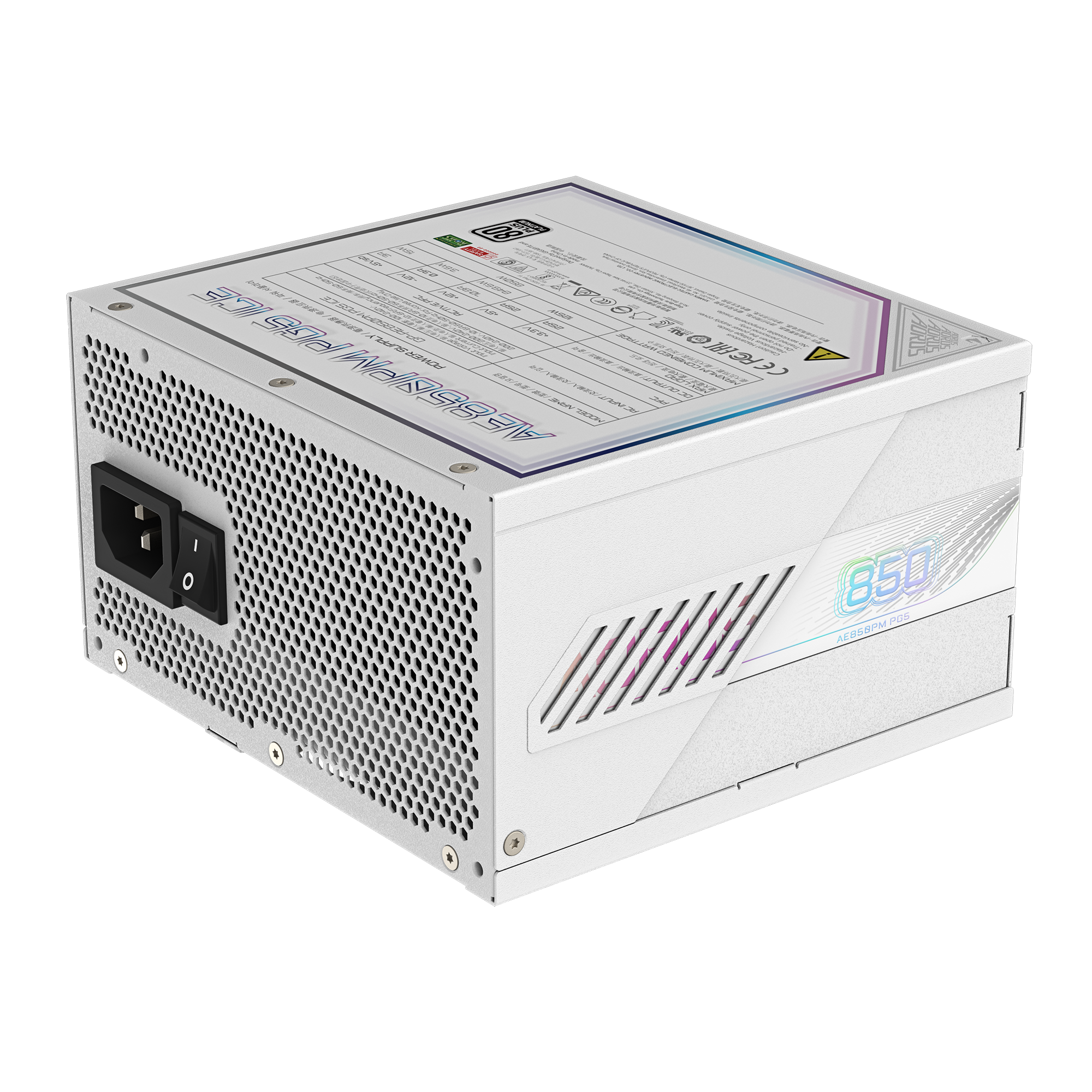 Fuente Certificada Gigabyte 850W Aorus Elite 80 Plus Platinum ICE White Full Modular GP-AE850PM PG5 ICE