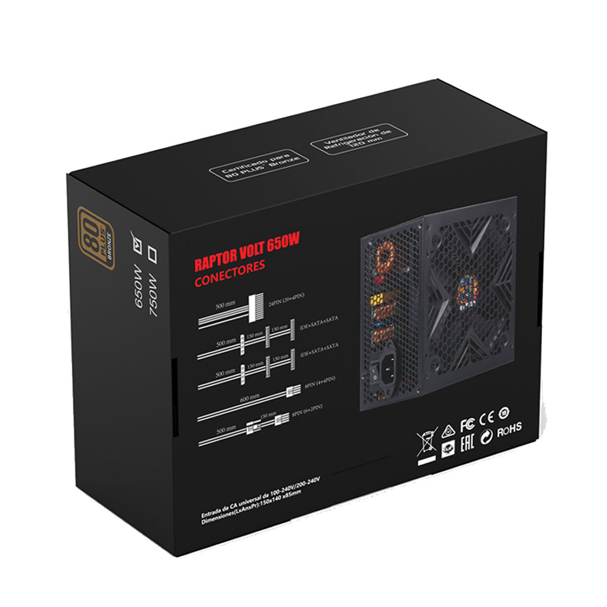Fuente Certificada Raptor Volt 650W 80 Plus Bronze ZU-ATX65XY