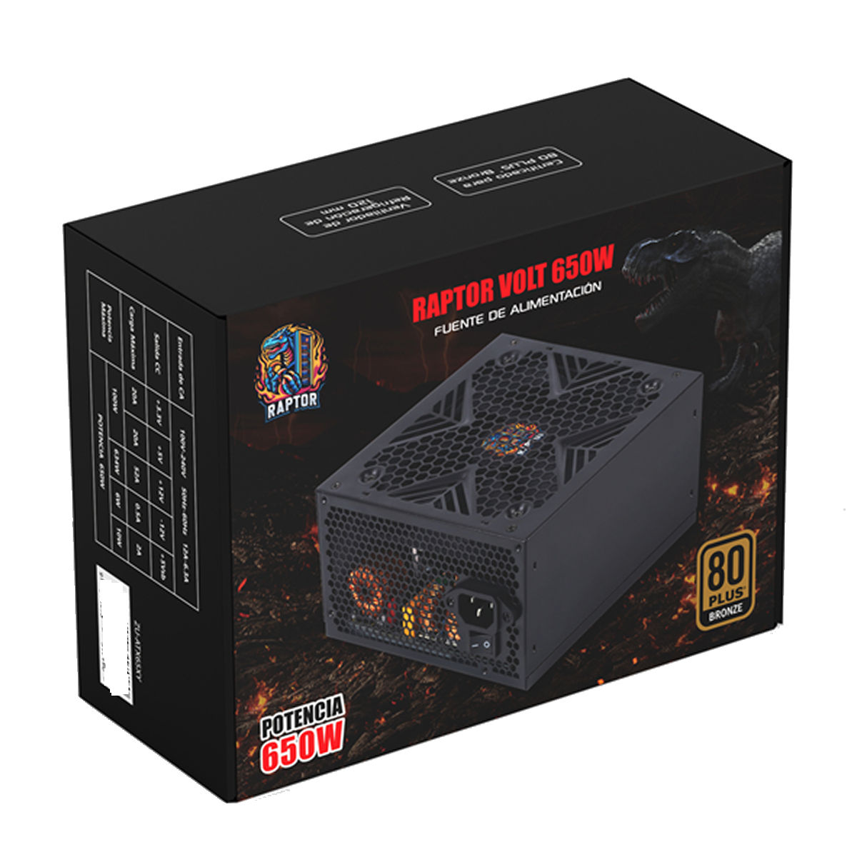 Fuente Certificada Raptor Volt 650W 80 Plus Bronze ZU-ATX65XY