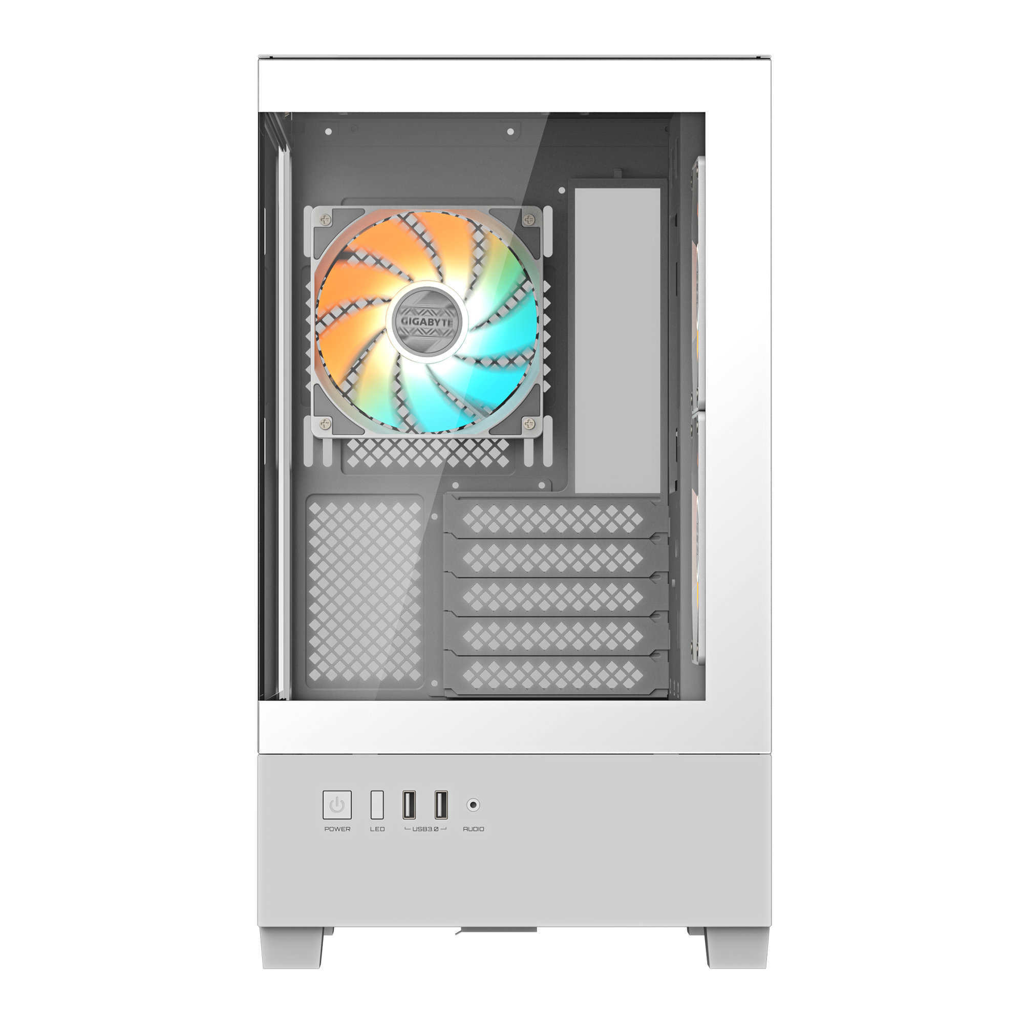Gabinete Gamer Gigabyte C201P X3 Fan ARGB ICE White GB-C201PI