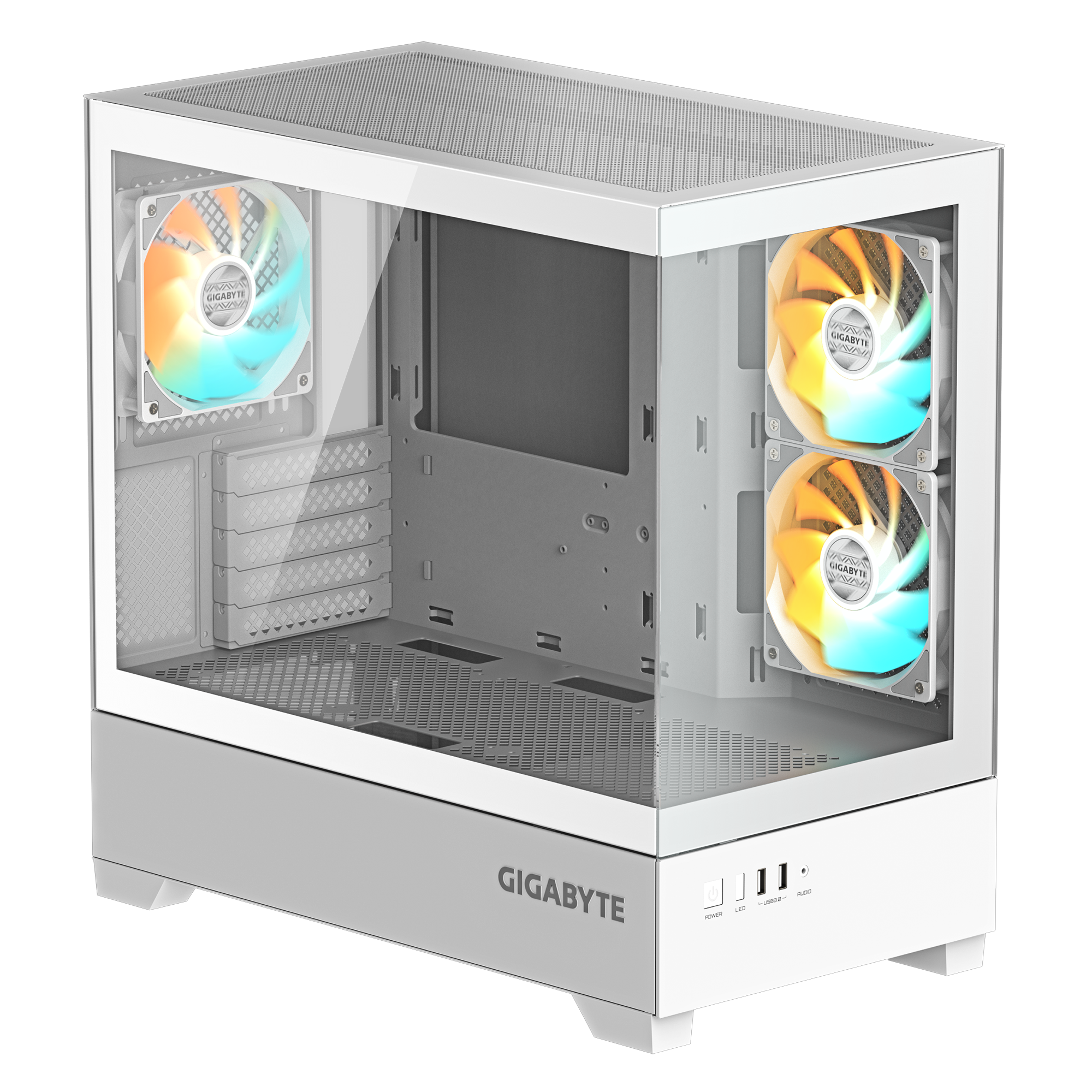 Gabinete Gamer Gigabyte C201P X3 Fan ARGB ICE White GB-C201PI
