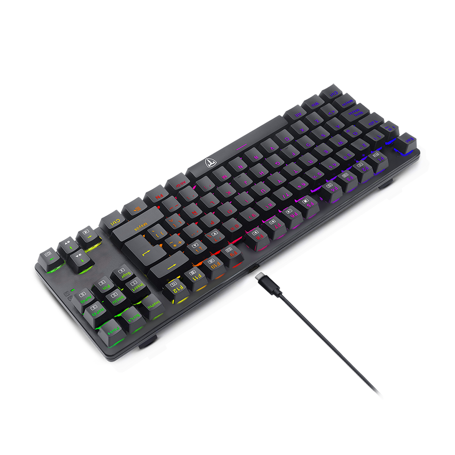Perifericos Teclado USB T-Dagger Bora Black RGB Switch Blue Gamer Mecanico T-TGK315-BL