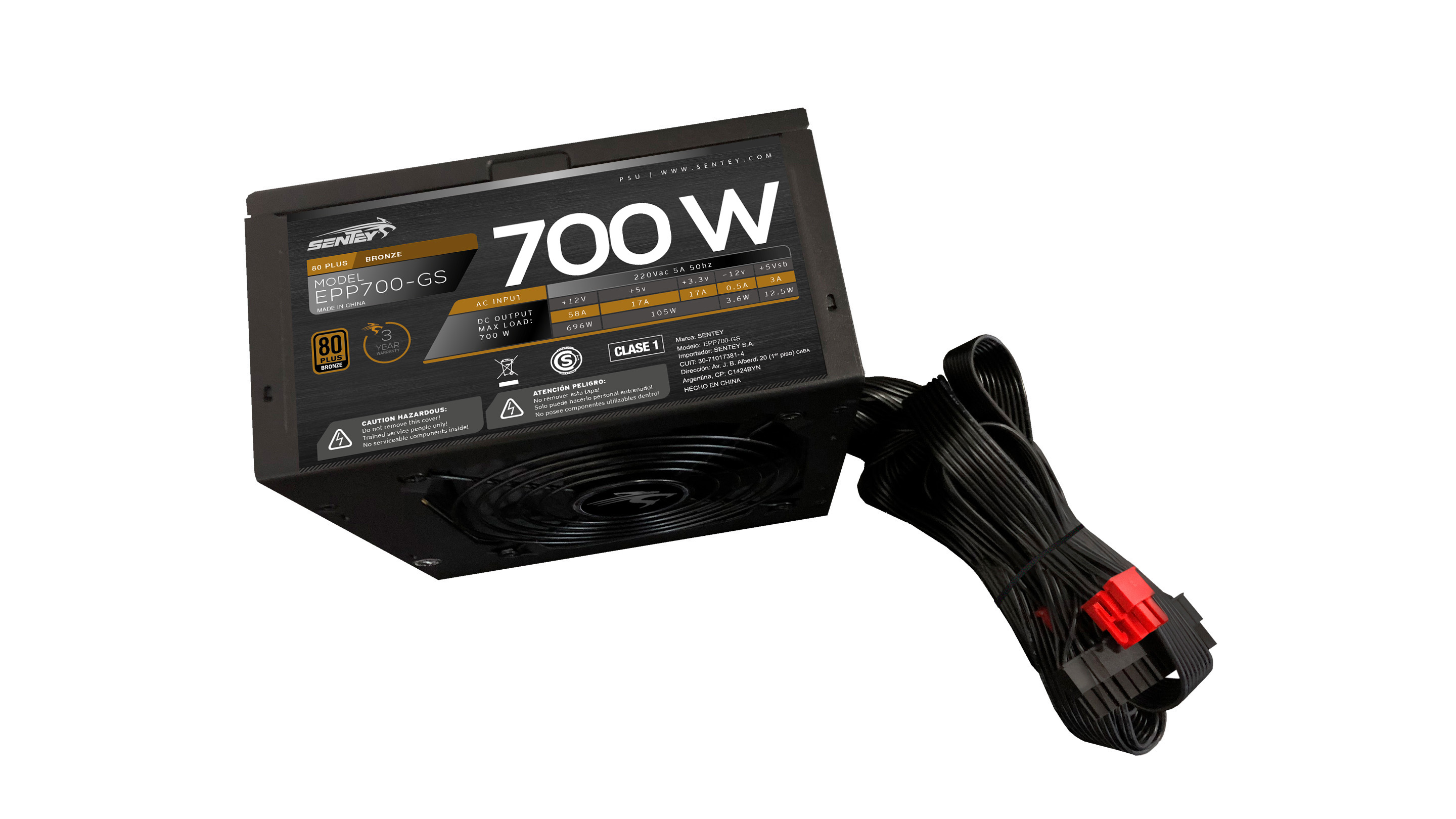 Fuente Certificada Sentey 700W 80 Plus Bronze EPP700-GS