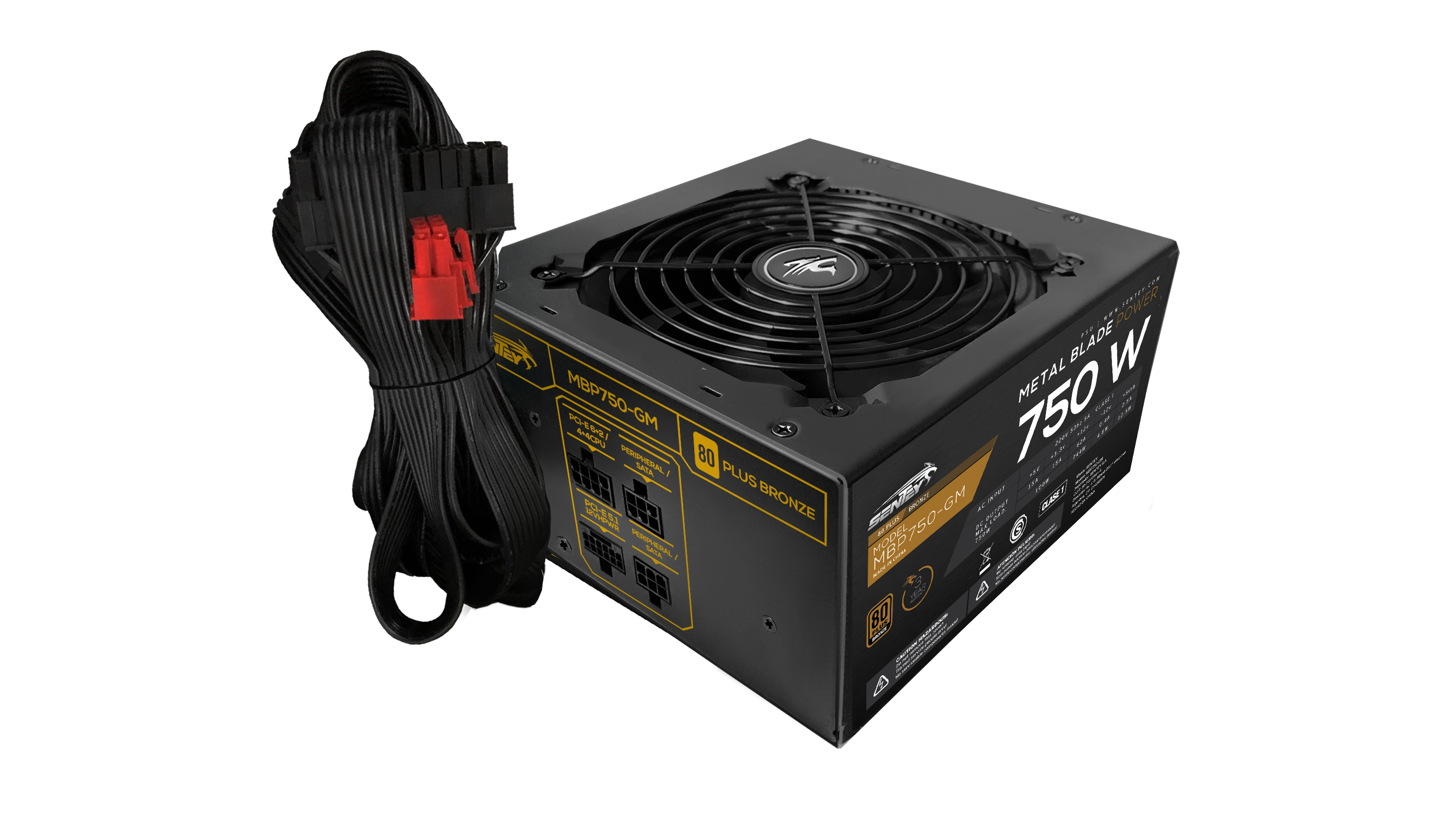 Fuente Certificada Sentey 750W 80 Plus Bronze Metal Blade Semi Modular MBP750-GM