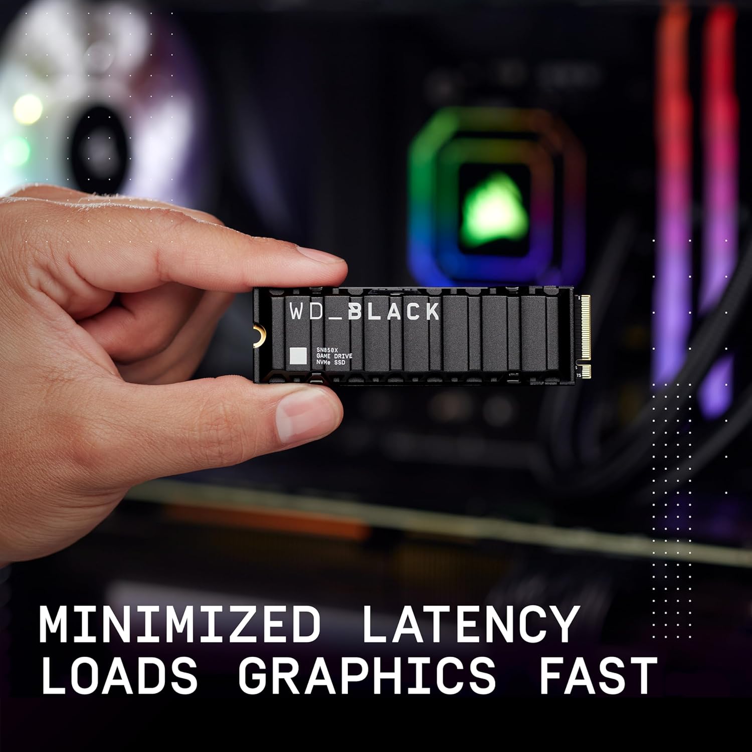 Almacenamiento Disco Solido SSD NVMe Western Digital 1TB Black SN850X PCIe 4.0 M.2 C/Disipador WDS100T2XHE-00BCA0