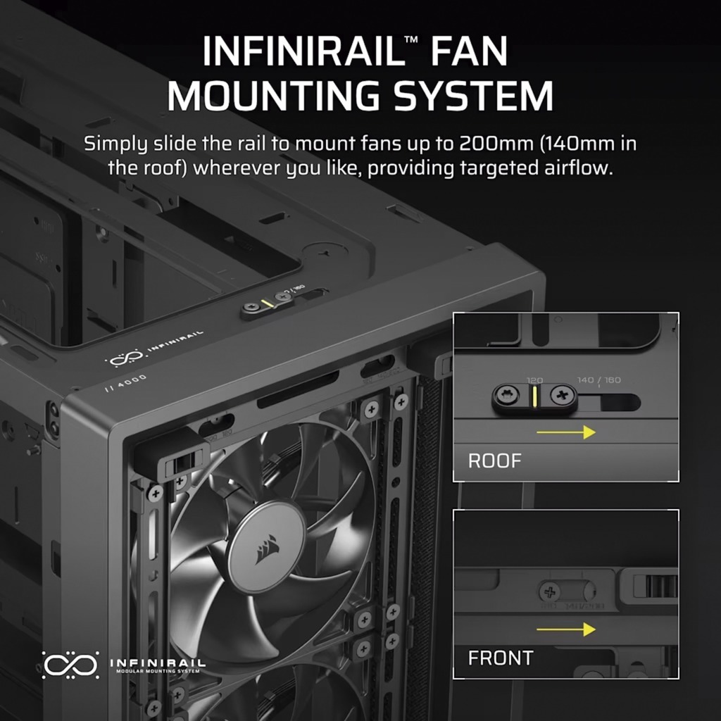Gabinete Gamer Corsair Frame 4000D RS X3 Fan Black CC-9011312-WW
