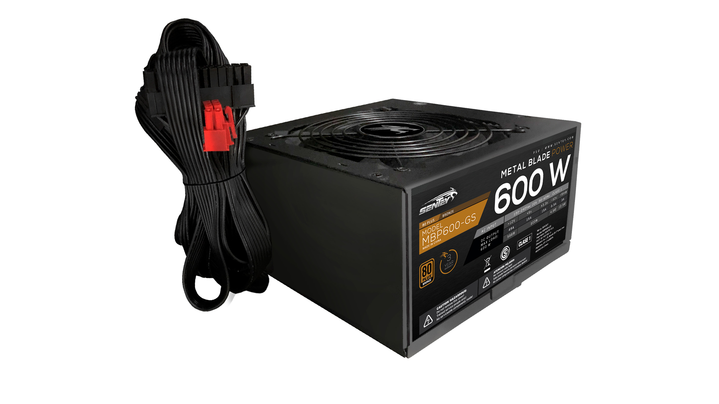 Fuente Certificada Sentey 600W 80 Plus Bronze Metal Blade MBP600-GS