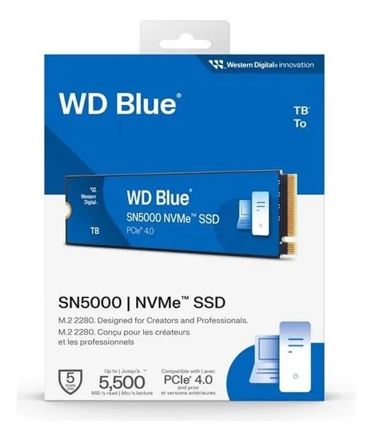 Almacenamiento Disco Solido SSD NVMe Western Digital 2TB SN5000 Blue M.2 WDS200T4BOE