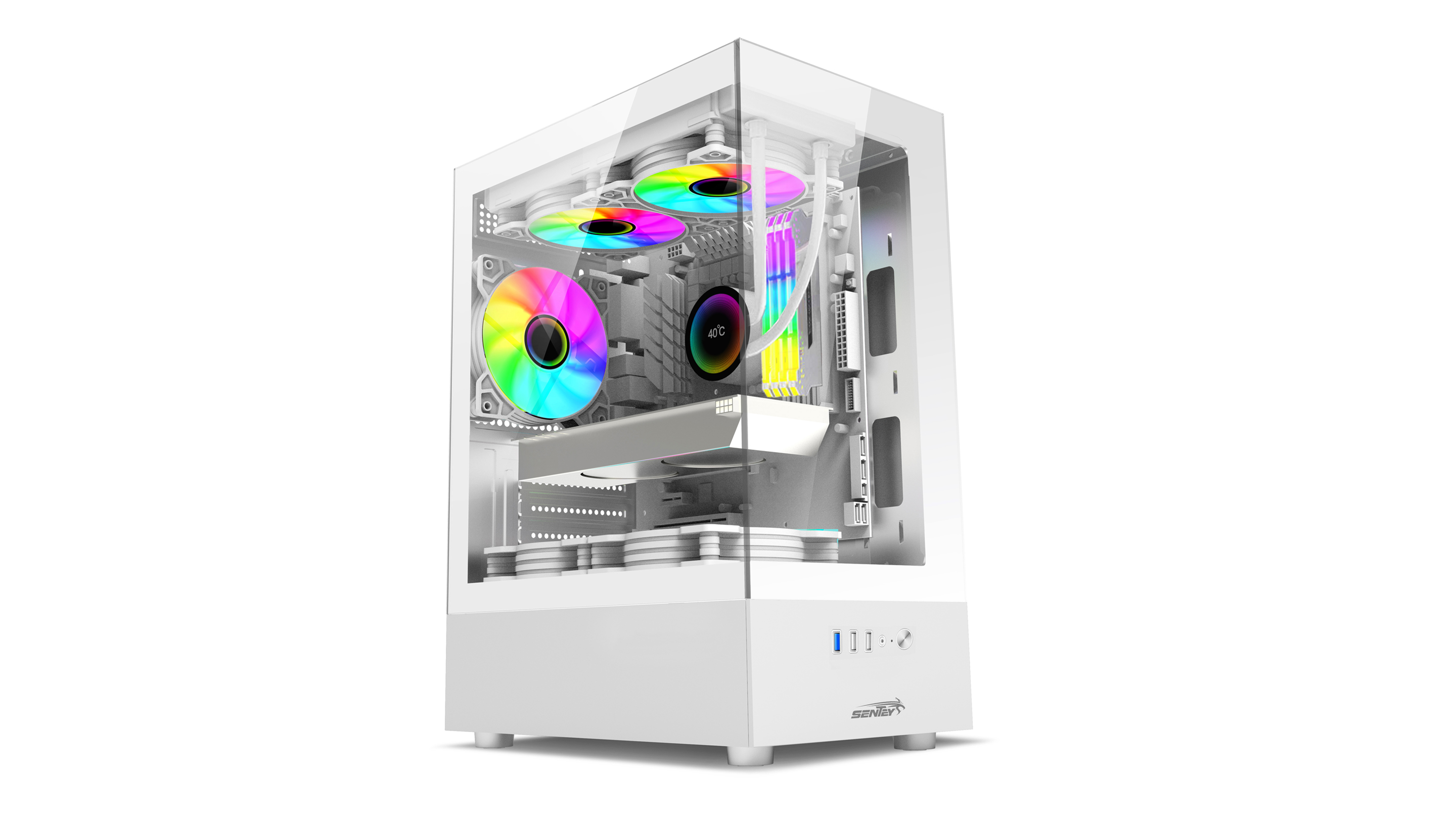 Gabinete Gamer Sentey H10 X5 Fan ARGB White 6100-ARGB-SFWHITE
