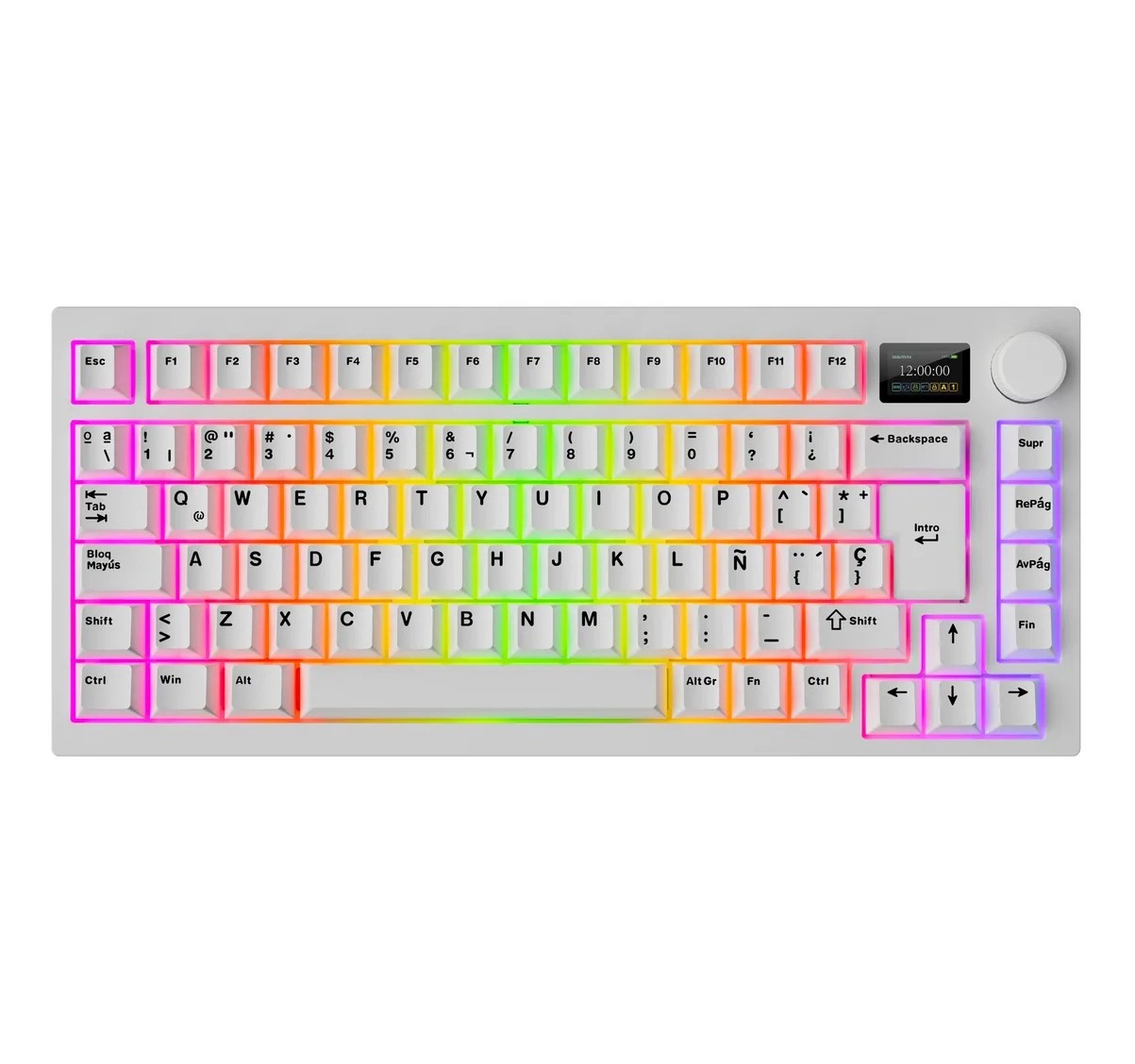 Perifericos Teclado Inalambrico Tecware Spectre 75 Switch Red Lineal White Gamer Mecanico BT TWKB-SP75LCD-WHCRES