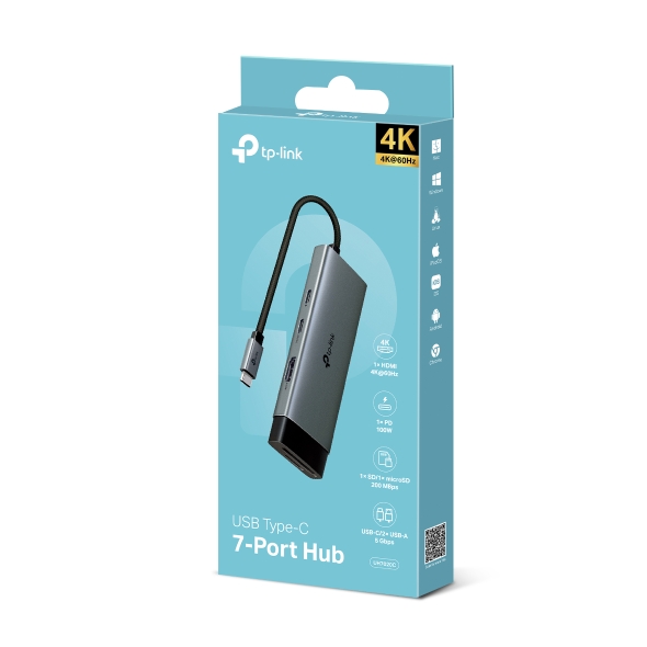 Cable Adaptador Tp-Link HUB Tipo C A HDMI/USB/SD 7 En 1 UH7020C