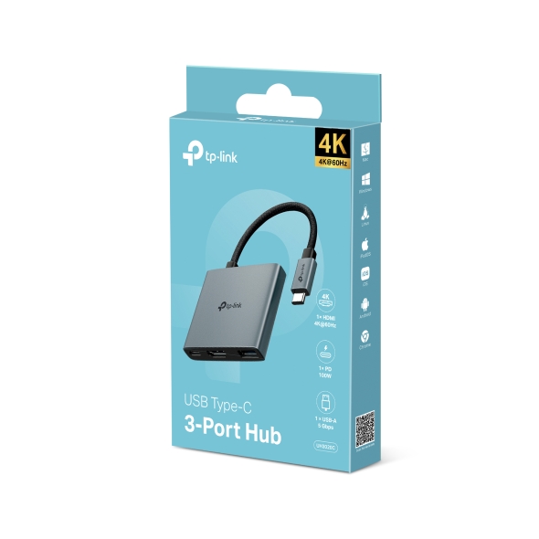 Cable Adaptador Tp-Link HUB Tipo C A HDMI/USB 3 En 1 UH3020C
