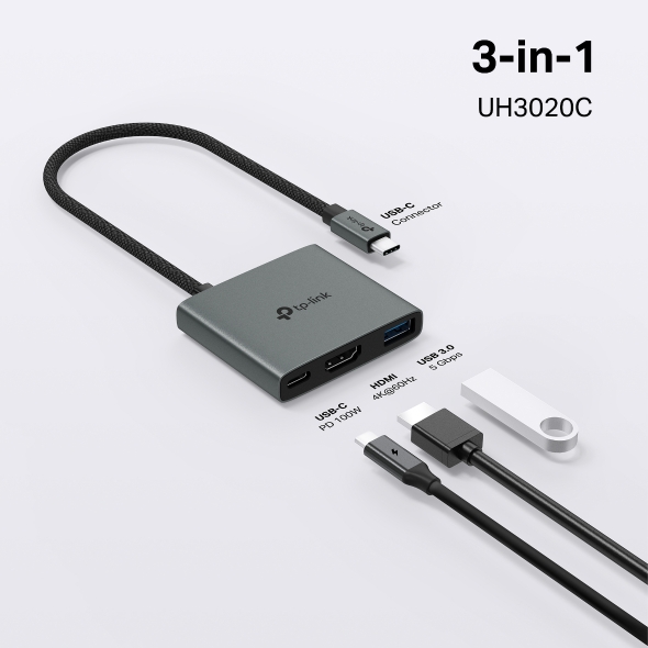 Cable Adaptador Tp-Link HUB Tipo C A HDMI/USB 3 En 1 UH3020C