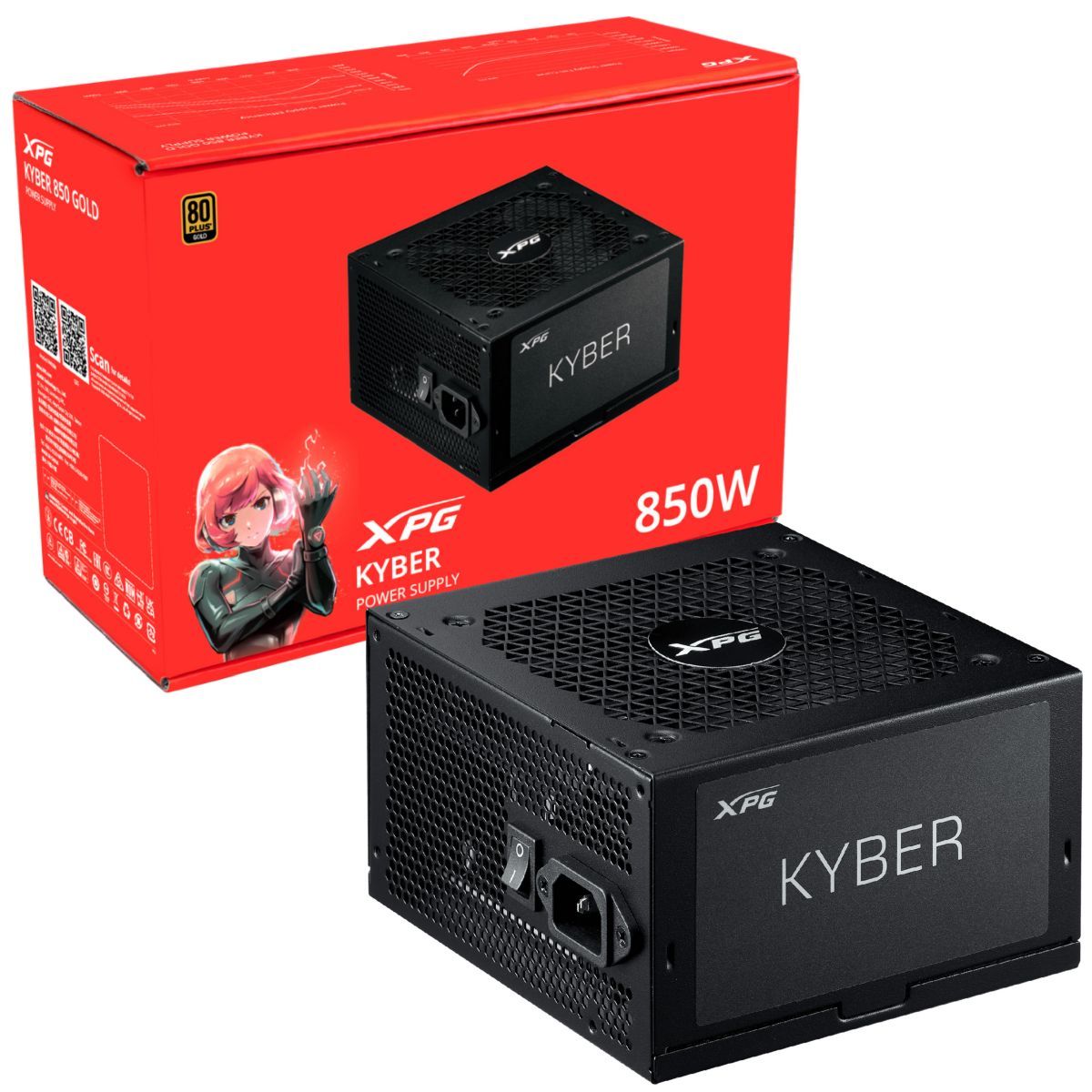 Fuente Certificada XPG 850W Kyber 80 Plus Gold KYBER850G-BKCAR