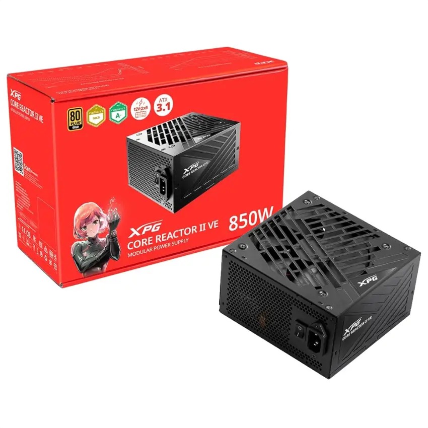 Fuente Certificada XPG 850W Core Reactor II VE 80 Plus Gold Full Modular COREREACTORIIVE850G-BKCAR
