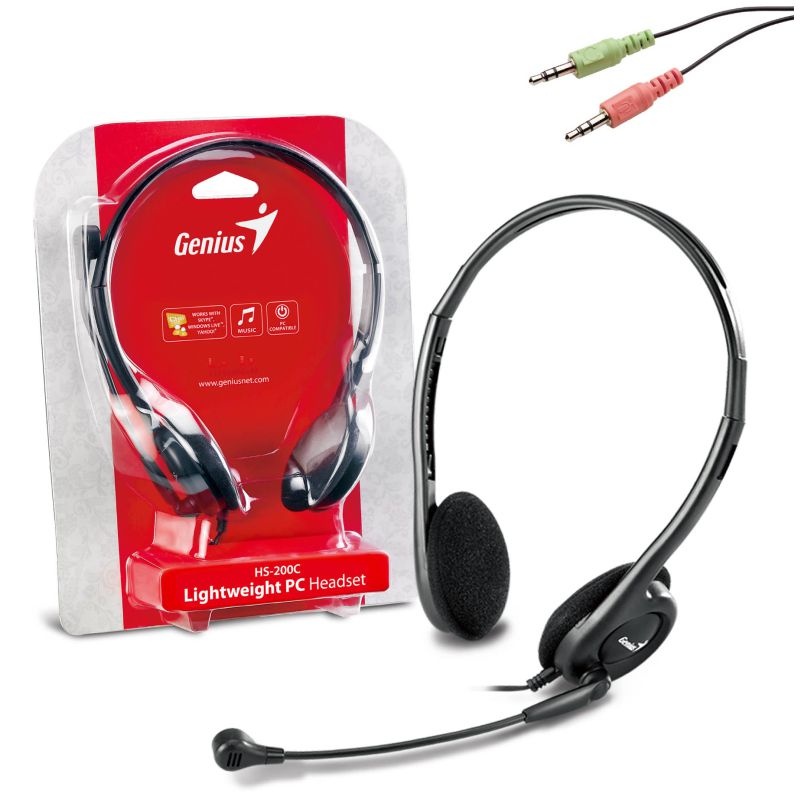 Perifericos Auricular Genius C/Mic Rebatible 2 Jack + Splitter HS-200C