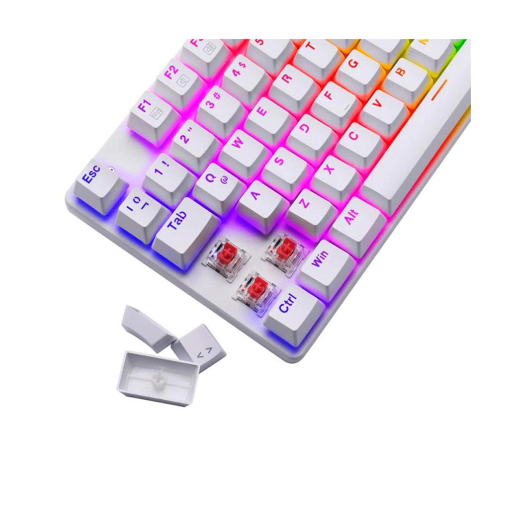 Perifericos Teclado USB T-Dagger Bora White RGB Switch Red Gamer Mecanico T-TGK315W-RD
