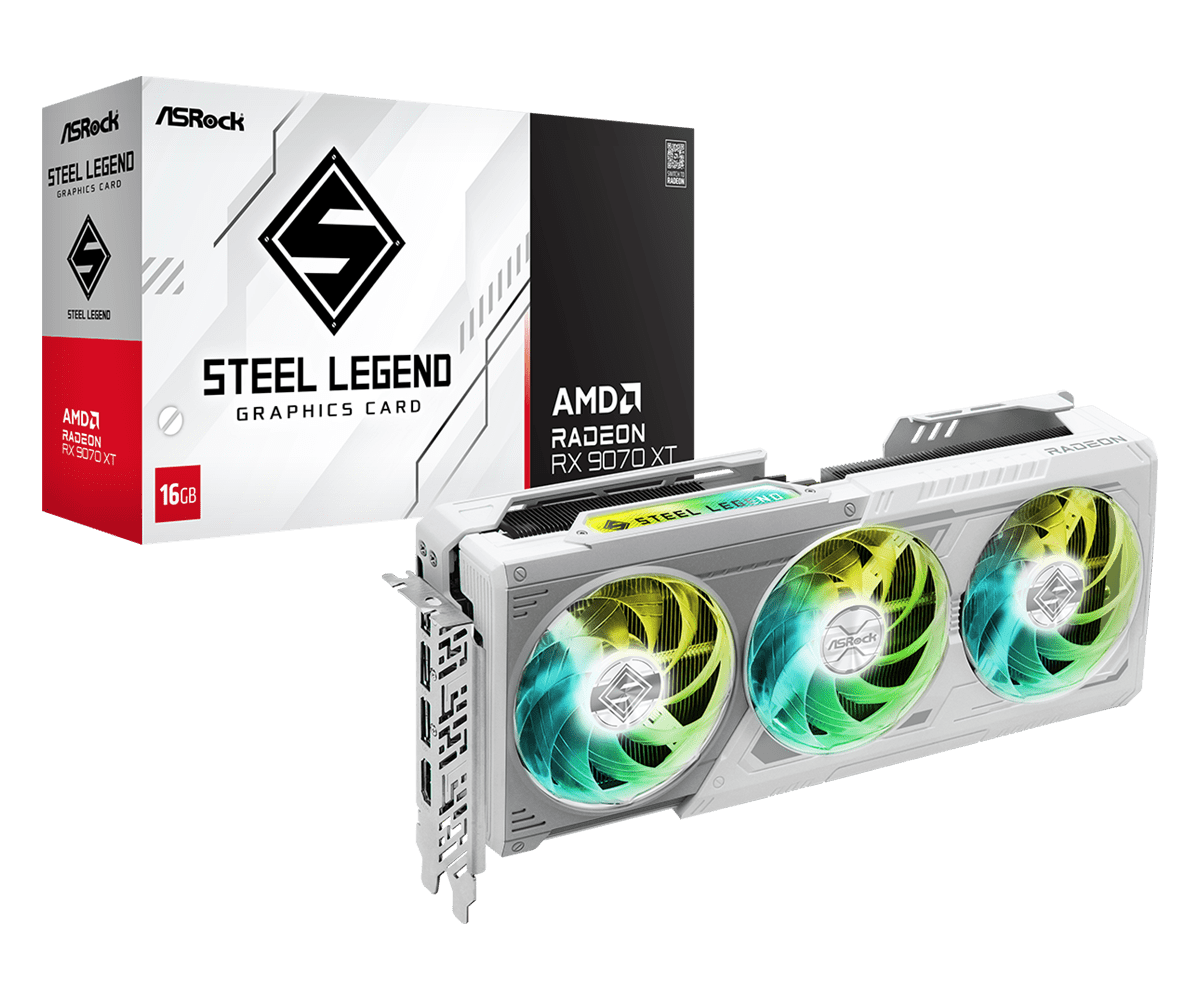 Placa De Video Radeon Asrock RX 9070 XT Steel Legend RX9070XT SL 16G