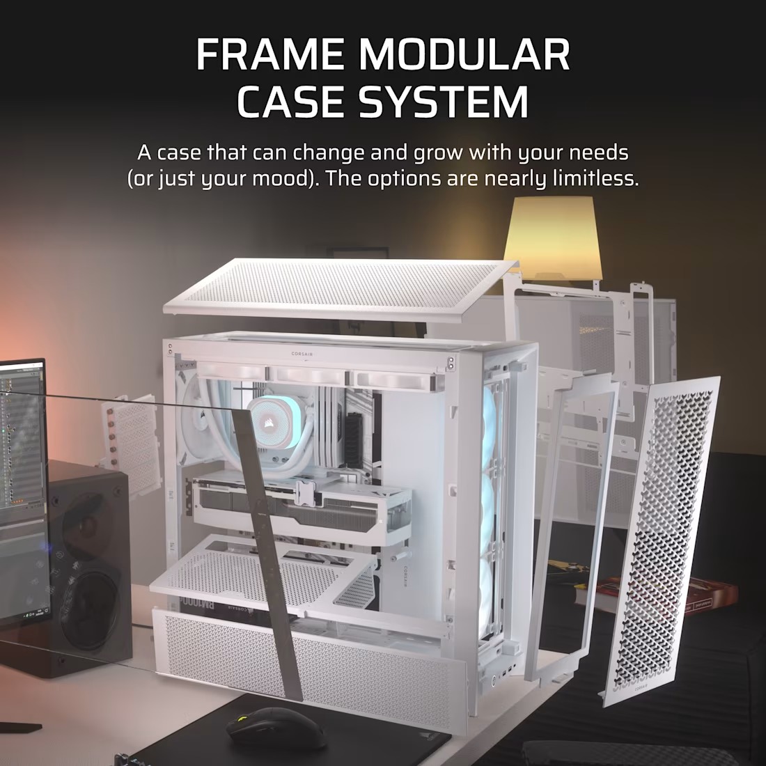 Gabinete Gamer Corsair Modular Frame 4000D RS X3 Fan ARGB Series Airflow Mesh White CC-9011297-WW